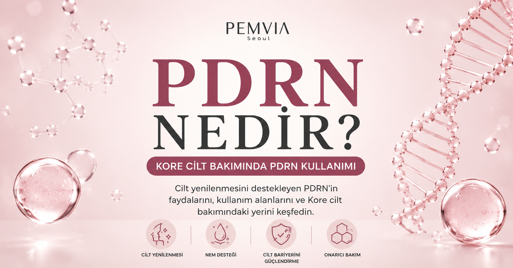 PDRN nedir? Kore cilt bakımında PDRN kullanımı, cilt yenilenmesi ve bariyer desteği hakkında bilgilendirici görsel