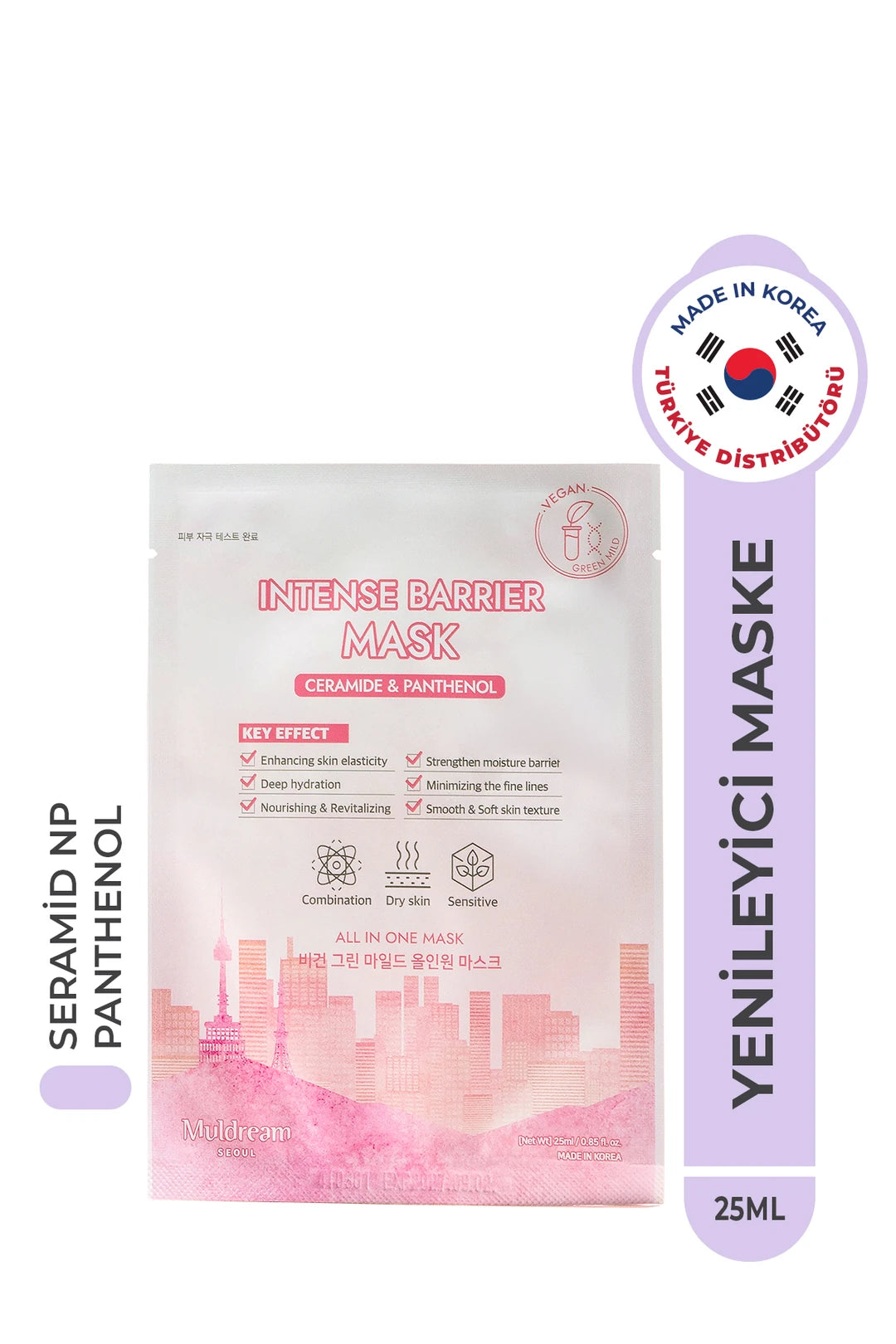 Intense Barrier Mask Kağıt Yüz Maskesi Kuru ve Hassas Cilt Onarıcı Bariyer Güçlendirici Kore 25ml