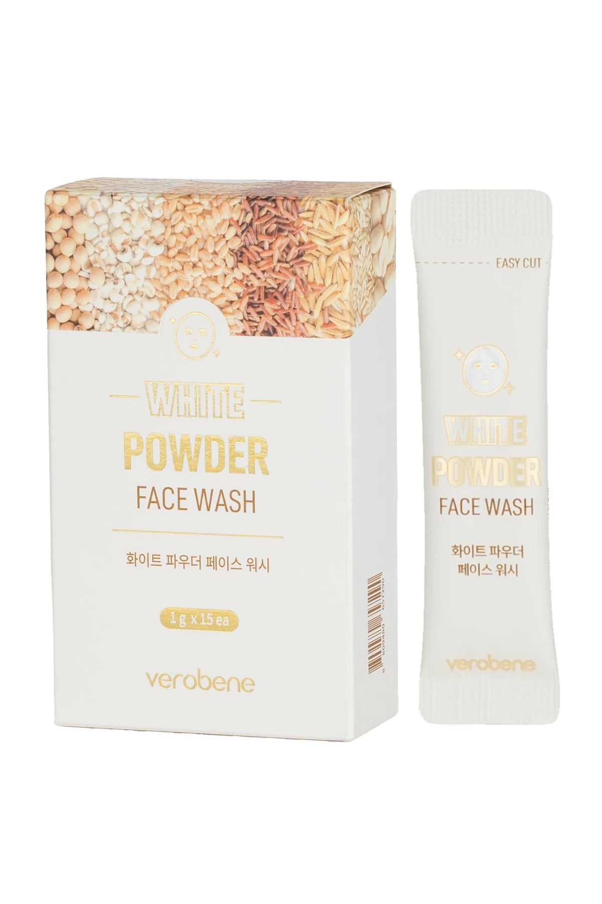 White Powder Face Wash Peeling Etkili Temizleyici Pirinç Özlü Enzim Toz Peeling 1g x 15pcs VEROBENE