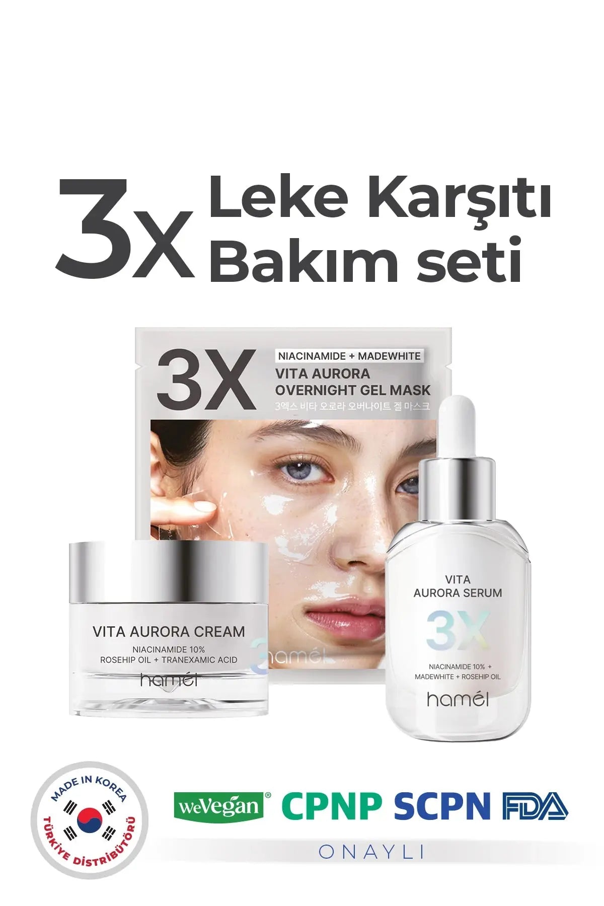 3X Vita Aurora %10 Niacinamide Leke Karşıtı Üçlü Bakım Seti HAMEL